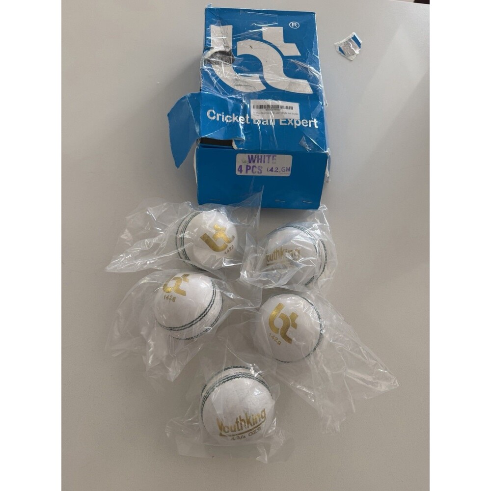 BT Youth King 142g White Cricket Balls Set of 5 new balls